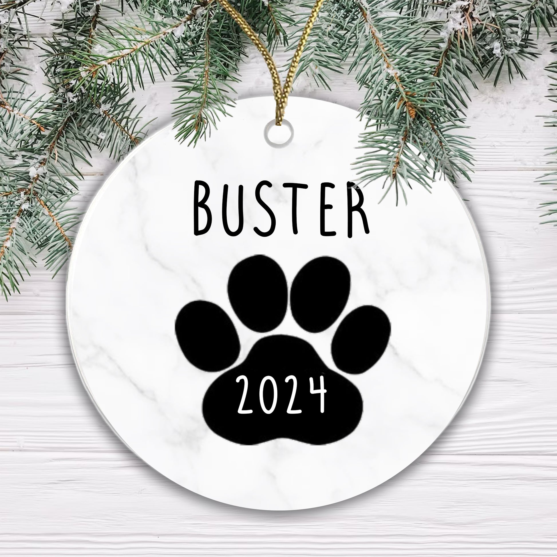 Personalised Acrylic Bauble - Dog [Name & Year]