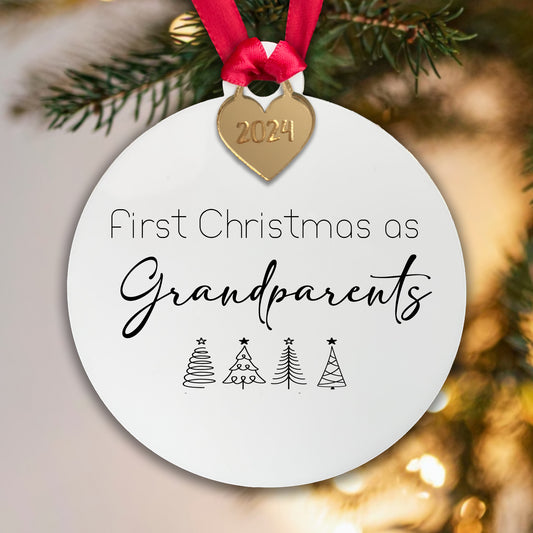 Personalised First Christmas as Grandparents Tree Decoration Bauble  | Acrylic