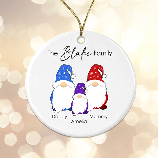 Personalised Gonk Family Christmas Bauble Ceramic - 1 Childs Name + Surname