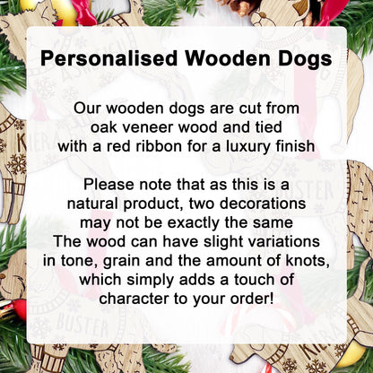 Personalised Papillion Bauble Jumper Dog Bauble - Oak Veneer Wood - Add any name