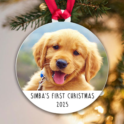 Personalised Dog's First Christmas Bauble - Acrylic Photo