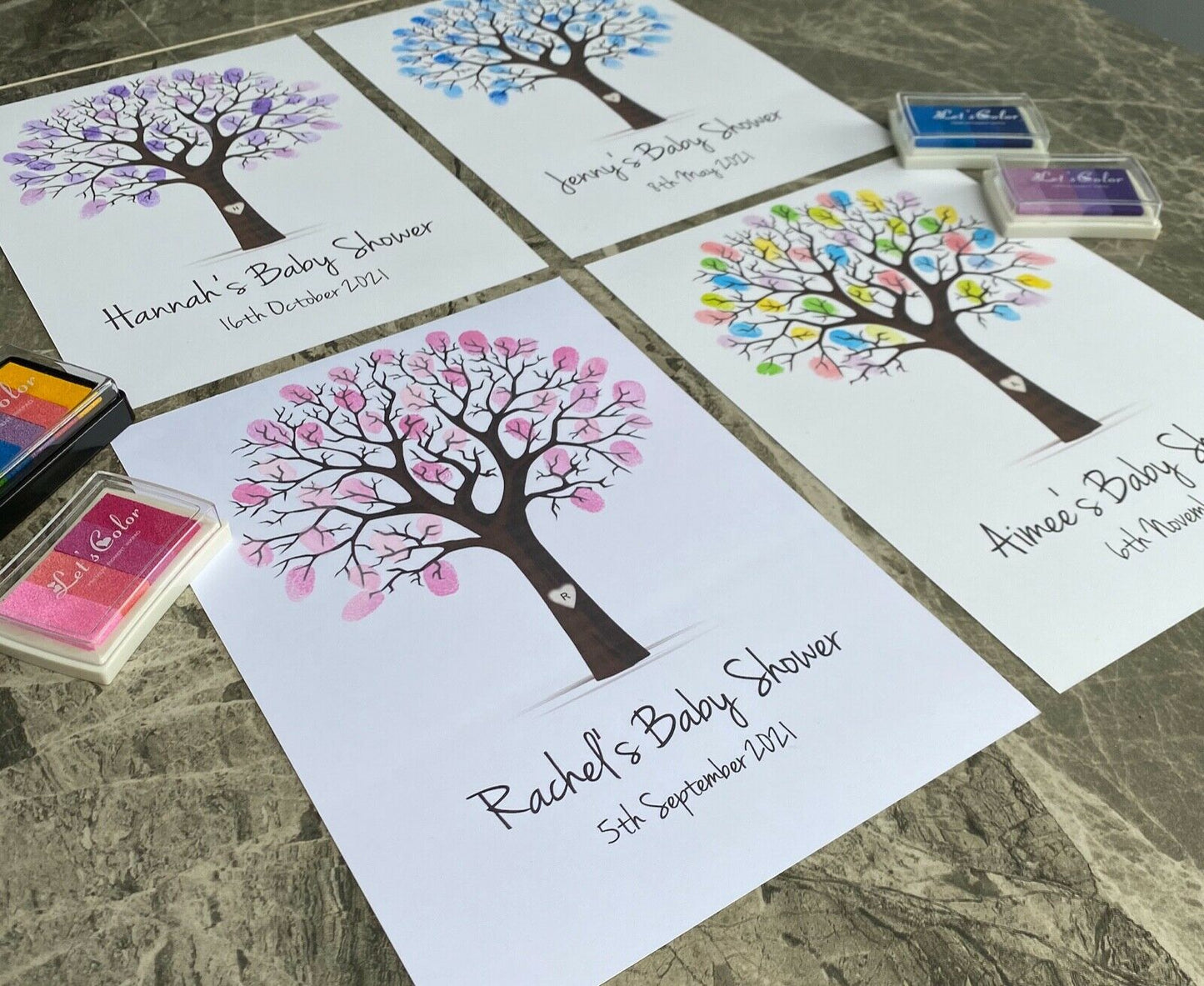 Personalised Baby Shower Fingerprint Tree Guestbook