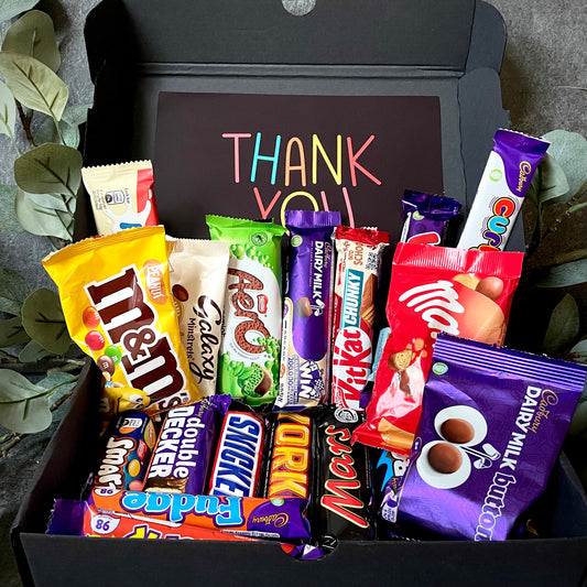 Luxury "Thank you" Chocolate Hamper Gift - 20 FULL SIZE Chocolate Bars  - Chocolate Gift - Appreciation Gift Box