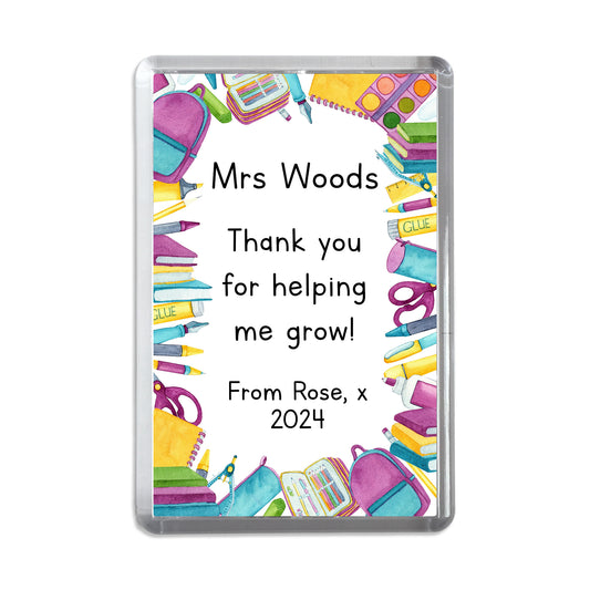 Personalised Teacher 'Thank You for helping me grow' Magnet