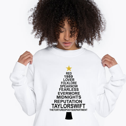 Taylor Inspired Christmas Jumper - Music Album Lyrics - White Jumper