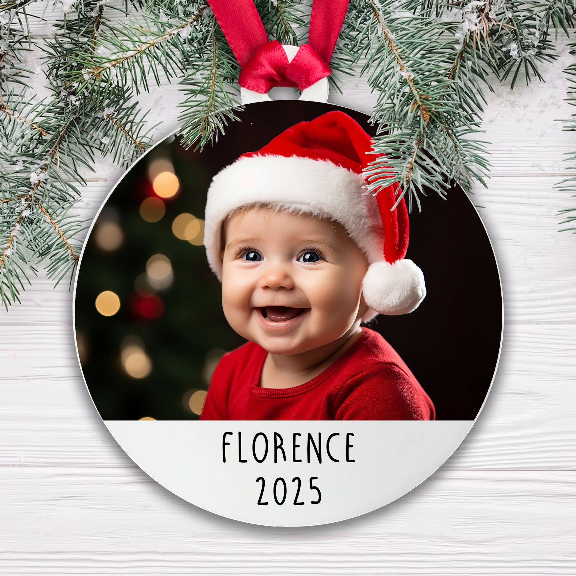 Personalised Christmas Acrylic Photo Baby Bauble