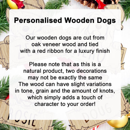 Personalised Shih Tzu Dog Bauble - Peeking Dog - Oak Veneer Wood - Add your own name!