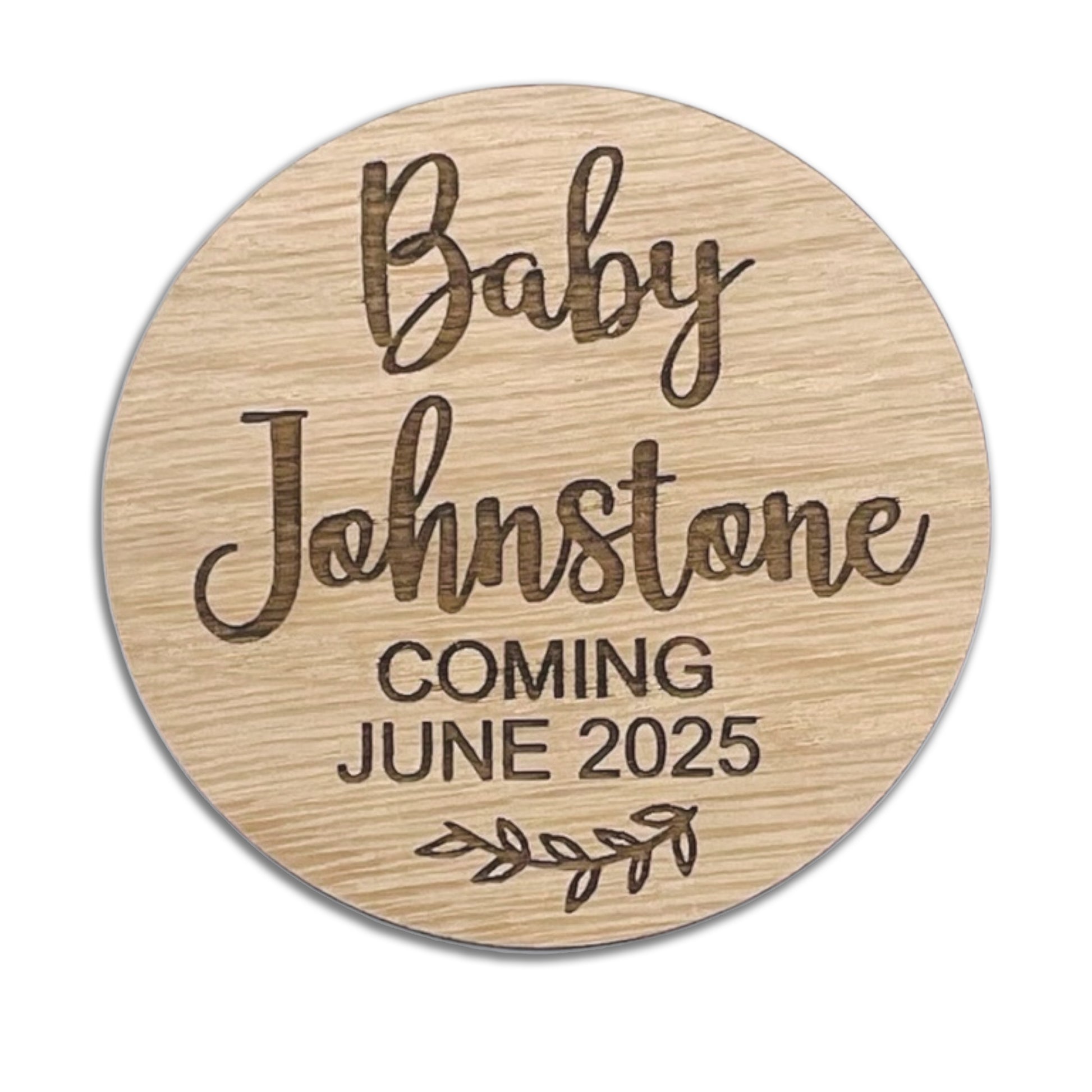 Personalised Baby Announcement Welcome Plaque Wooden Disk Circle Pregnancy Announcement Photo Prop