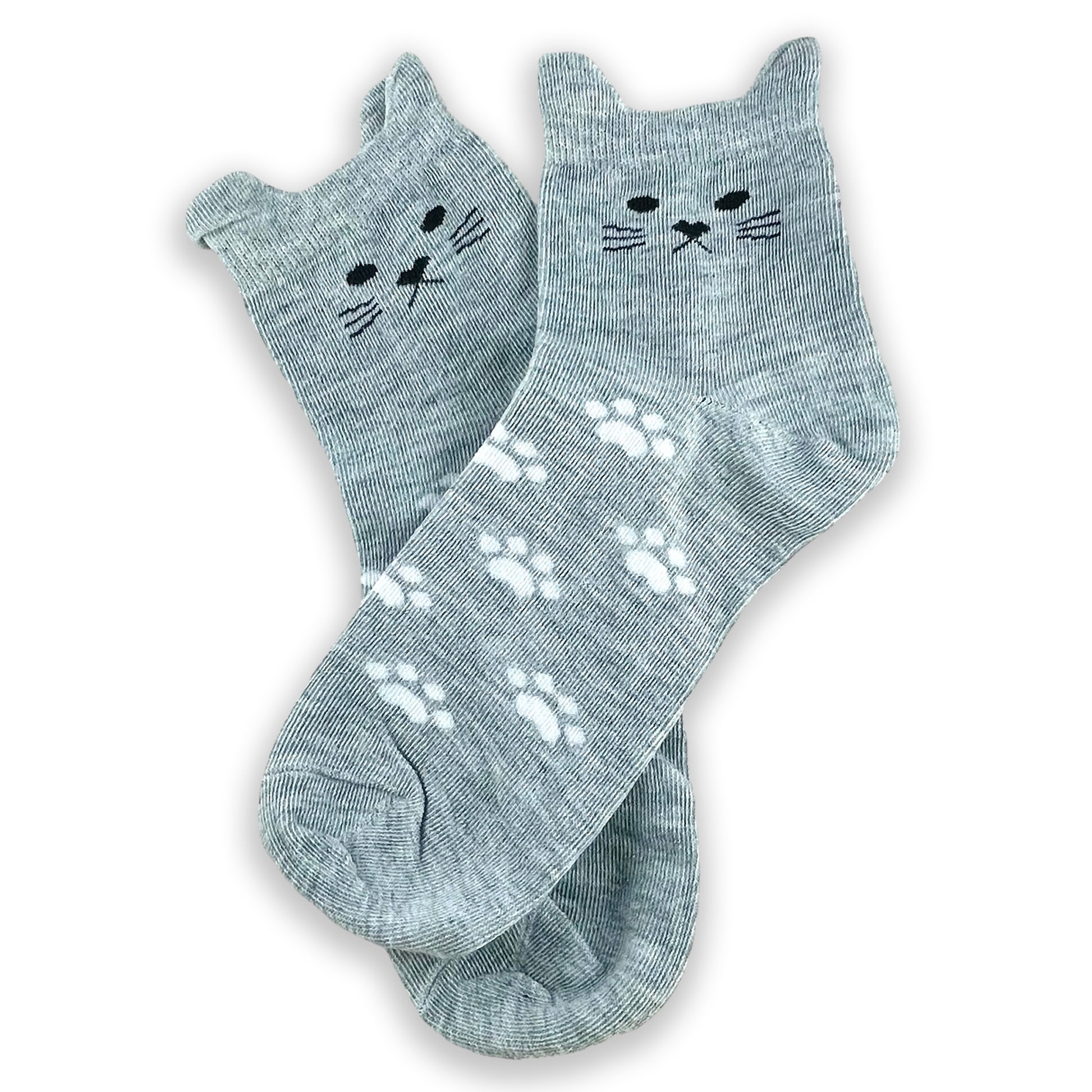 Cute Cat Ear Ankle Socks - Grey