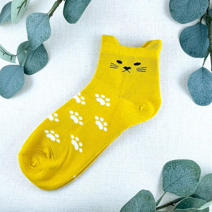 Cute Cat Ear Ankle Socks Pack of 5 - All Colours