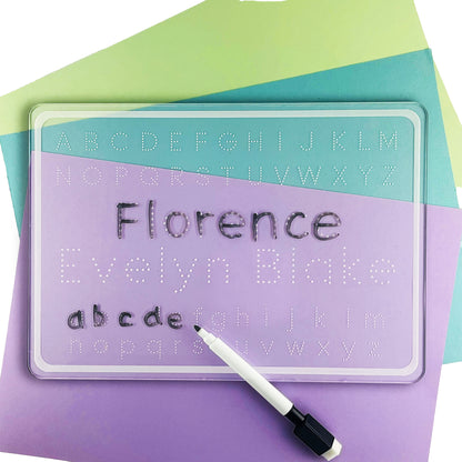 Personalised Alphabet Name Writing Practice Board, Dry-Wipe Letter Tracing, Educational Learning Tool, ABC Handwriting