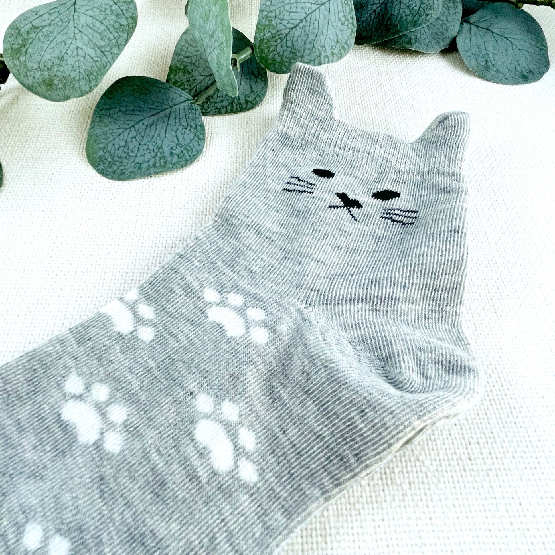 Cute Cat Ear Ankle Socks - Grey