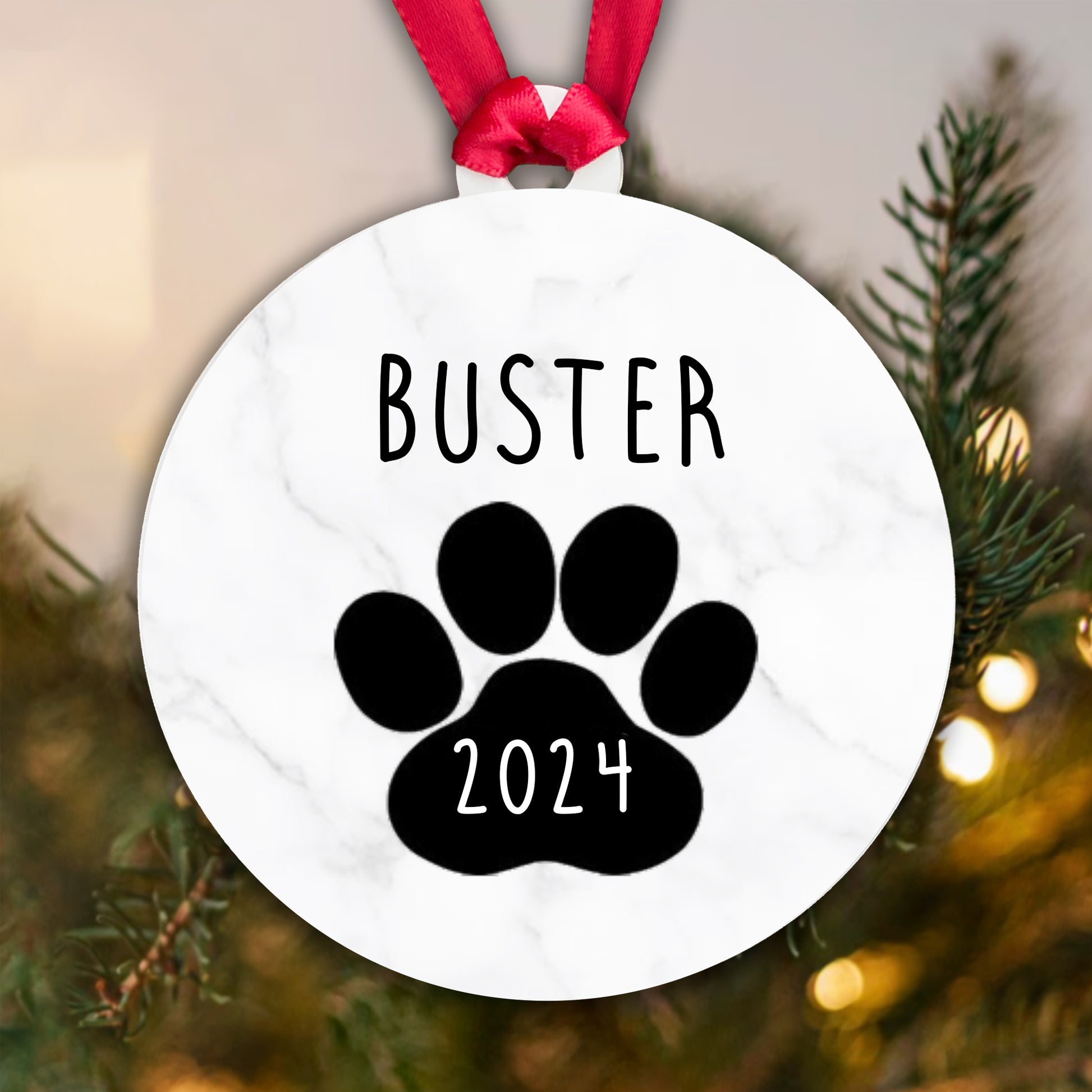 Personalised Acrylic Bauble - Dog [Name & Year]