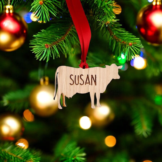 Personalised Cow Christmas Tree Decoration