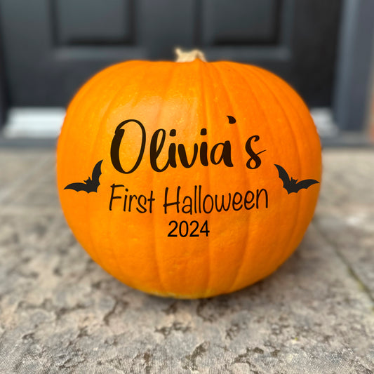 Personalised Babies First Halloween Pumpkin Sticker