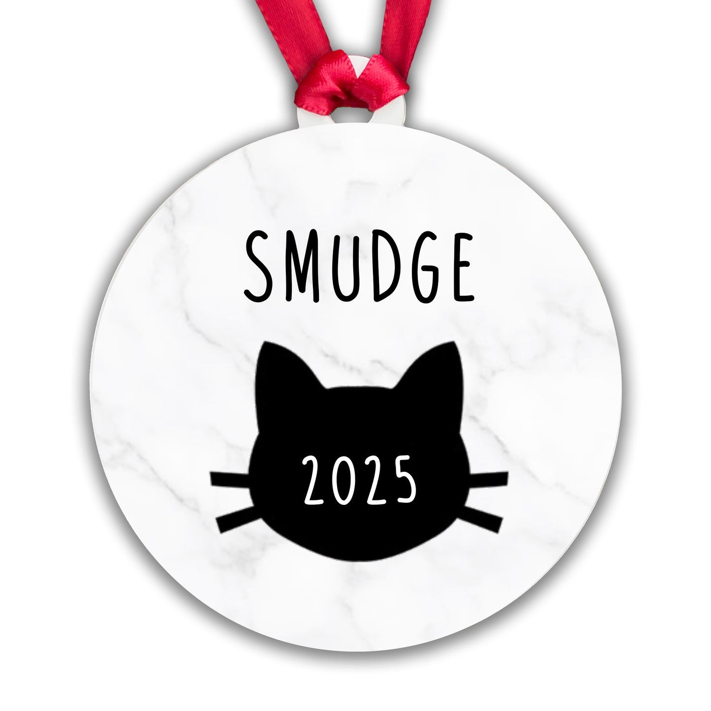 Personalised Cat Name and Year Bauble Christmas Tree Decoration - Acrylic - Gift Boxed