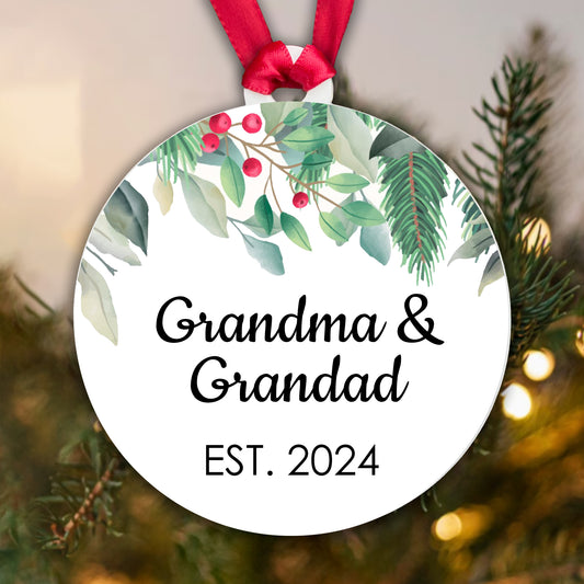 Personalised Acrylic Bauble - Grandparents Est. Year