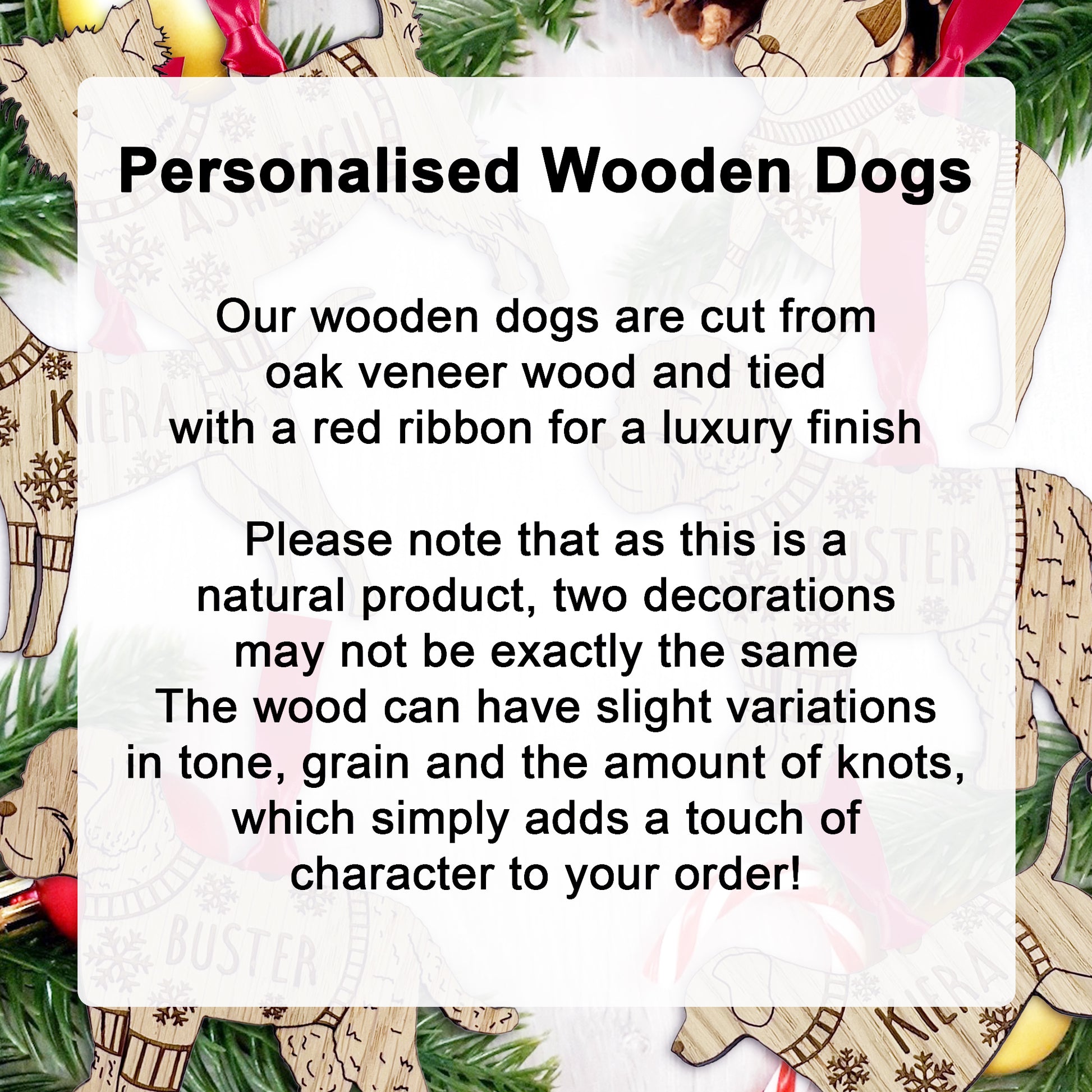 Personalised Border Terrier Bauble Jumper Dog Bauble - Oak Veneer Wood - Add any name