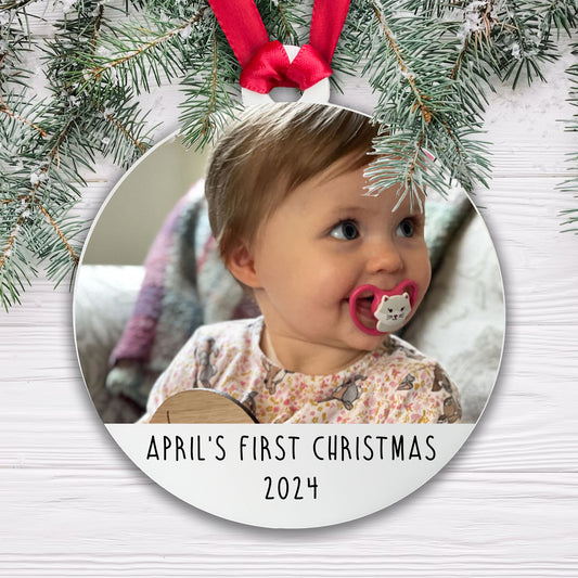 Baby's First Christmas - Photo Bauble - Acrylic or Ceramic 