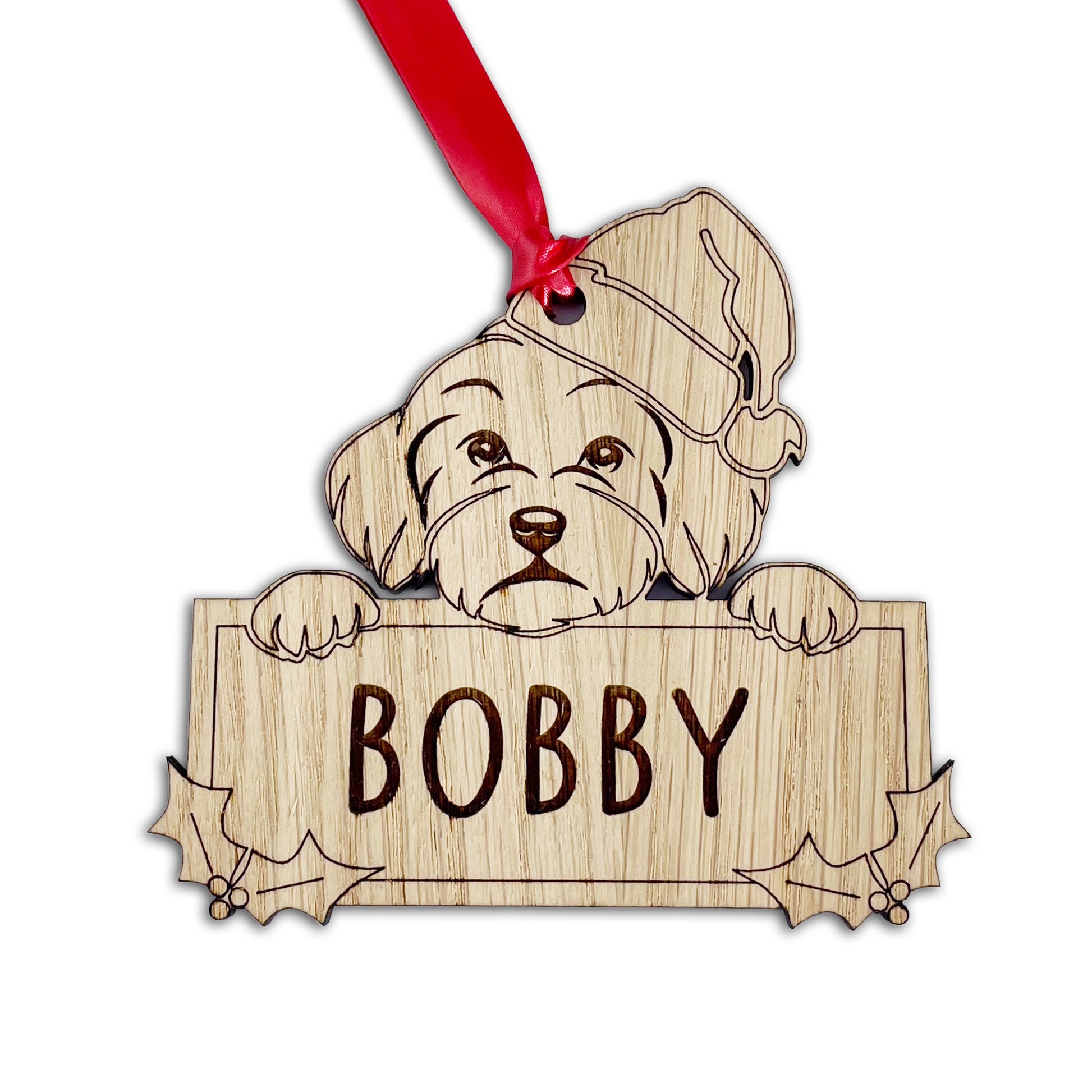 Personalised Bichon Frisé Dog Bauble - Peeking Design