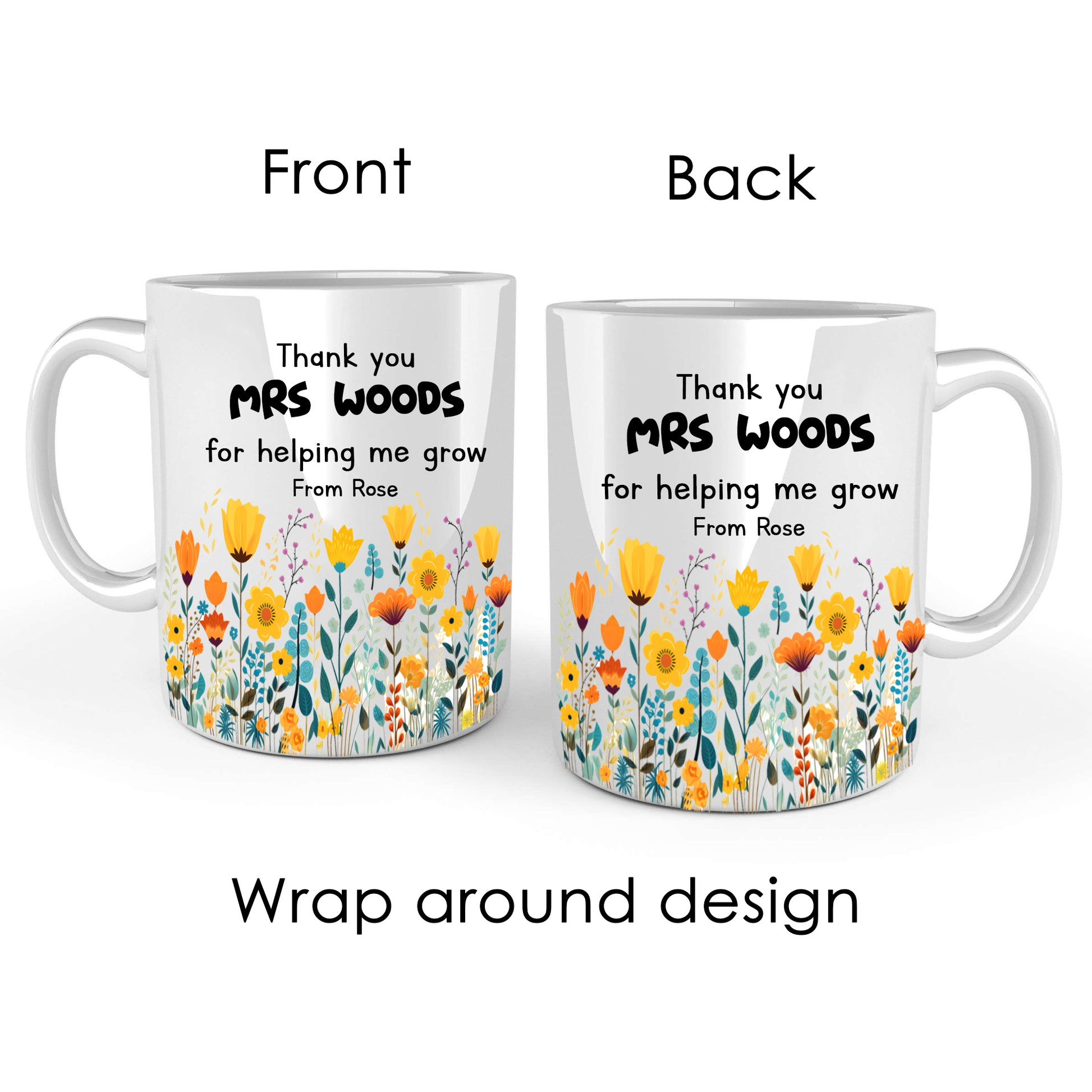 Personalised Teacher Thank You For Helping Me Grow Mug