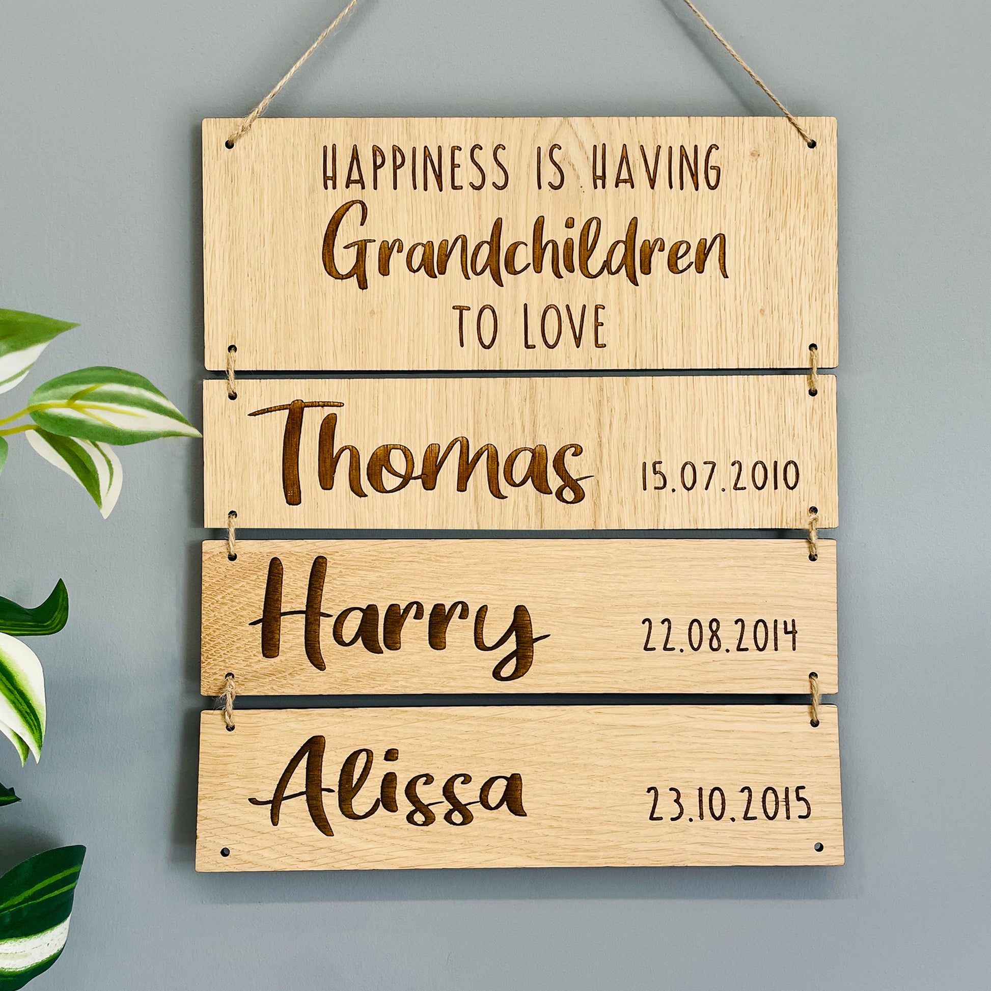 Personalised Wall Decoration Gift for Grandparents - Happiness is having Grandchildren to Love - Add Names & Birth dates