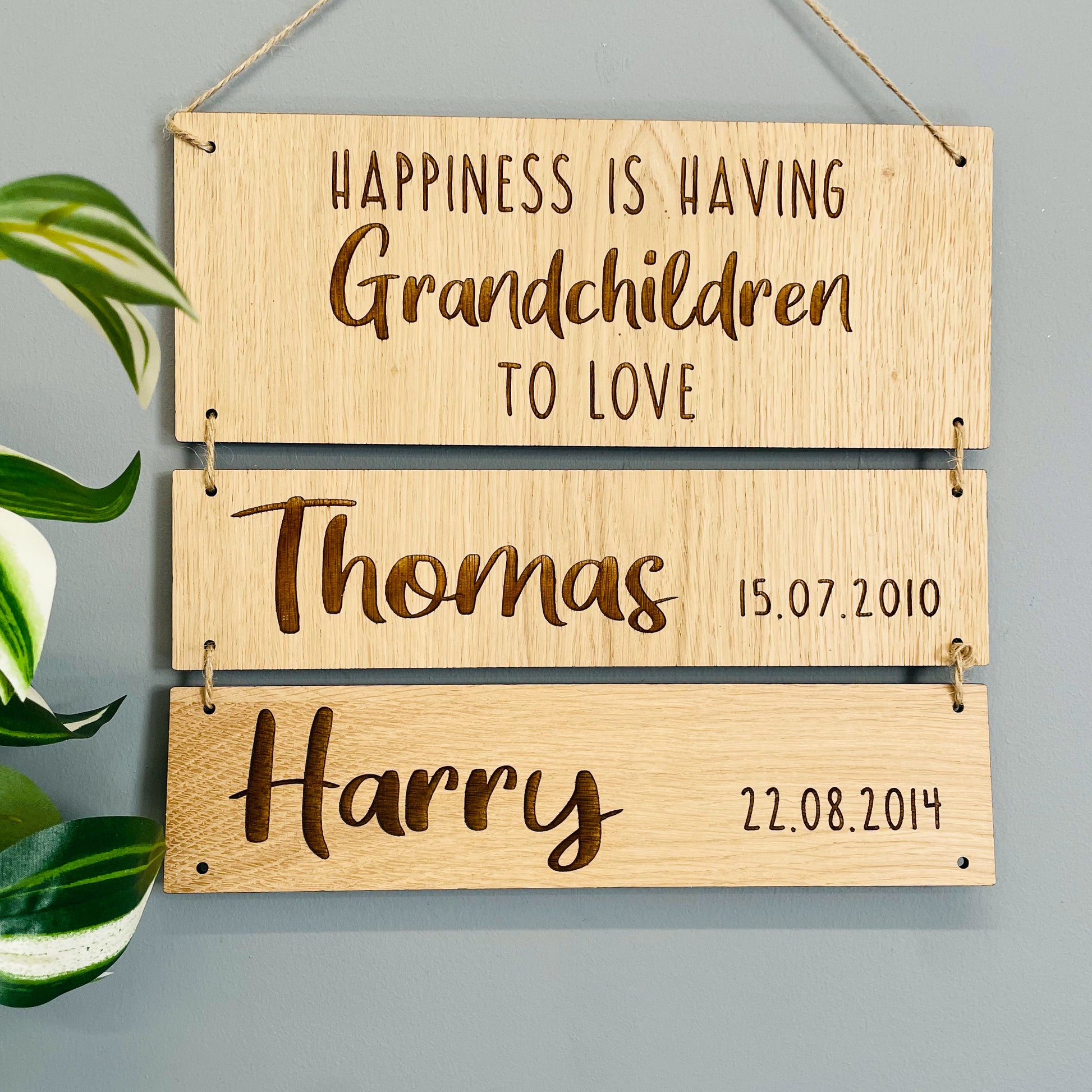 Personalised Wall Decoration Gift for Grandparents - Happiness is having Grandchildren to Love - Add Names & Birth dates