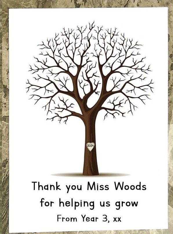 Teacher Thank You Fingerprint Tree - Thank You for Helping us Grow