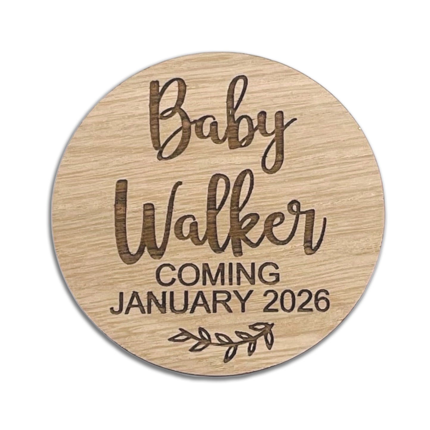 Personalised Baby Announcement Welcome Plaque Wooden Disk Circle Pregnancy Announcement Photo Prop