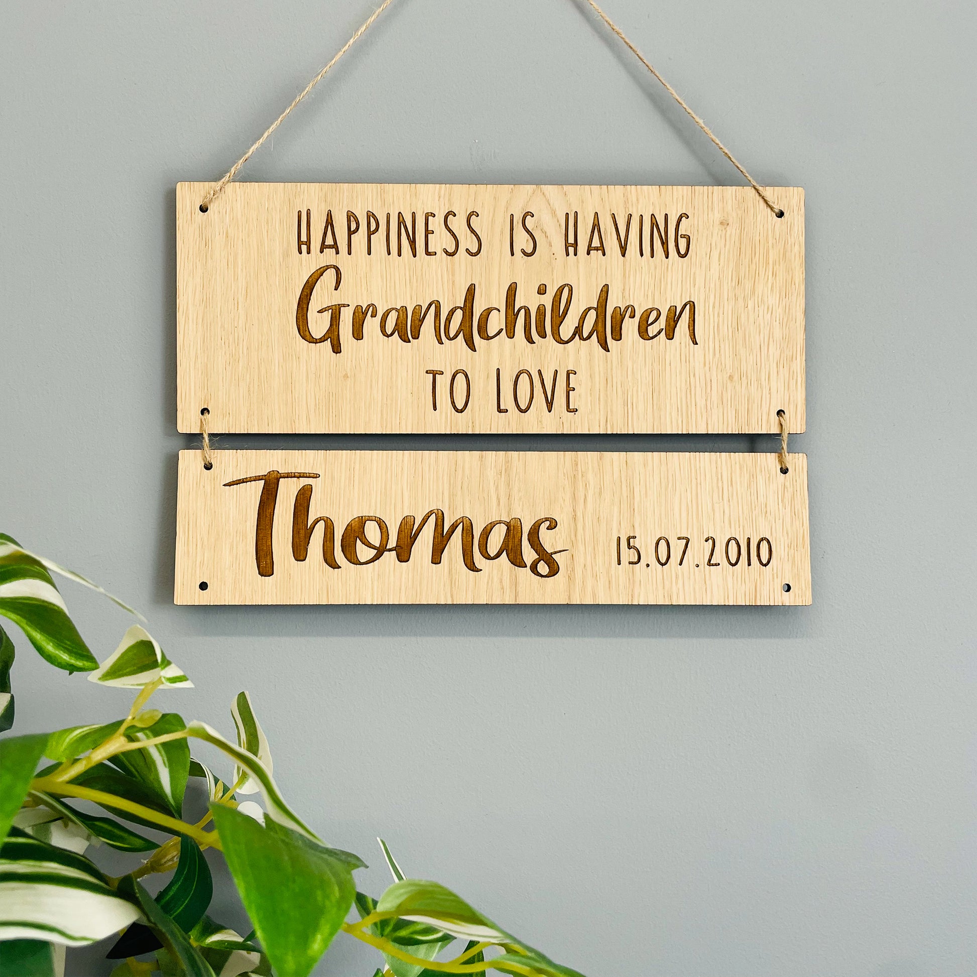 Personalised Wall Decoration Gift for Grandparents - Happiness is having Grandchildren to Love - Add Names & Birth dates