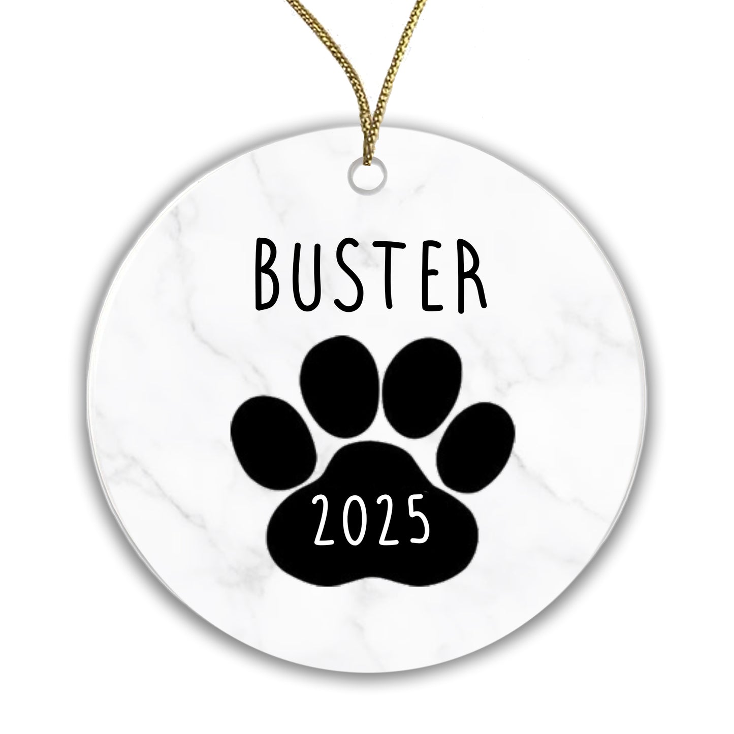 Personalised Ceramic Dog Bauble - Add your name and year! 