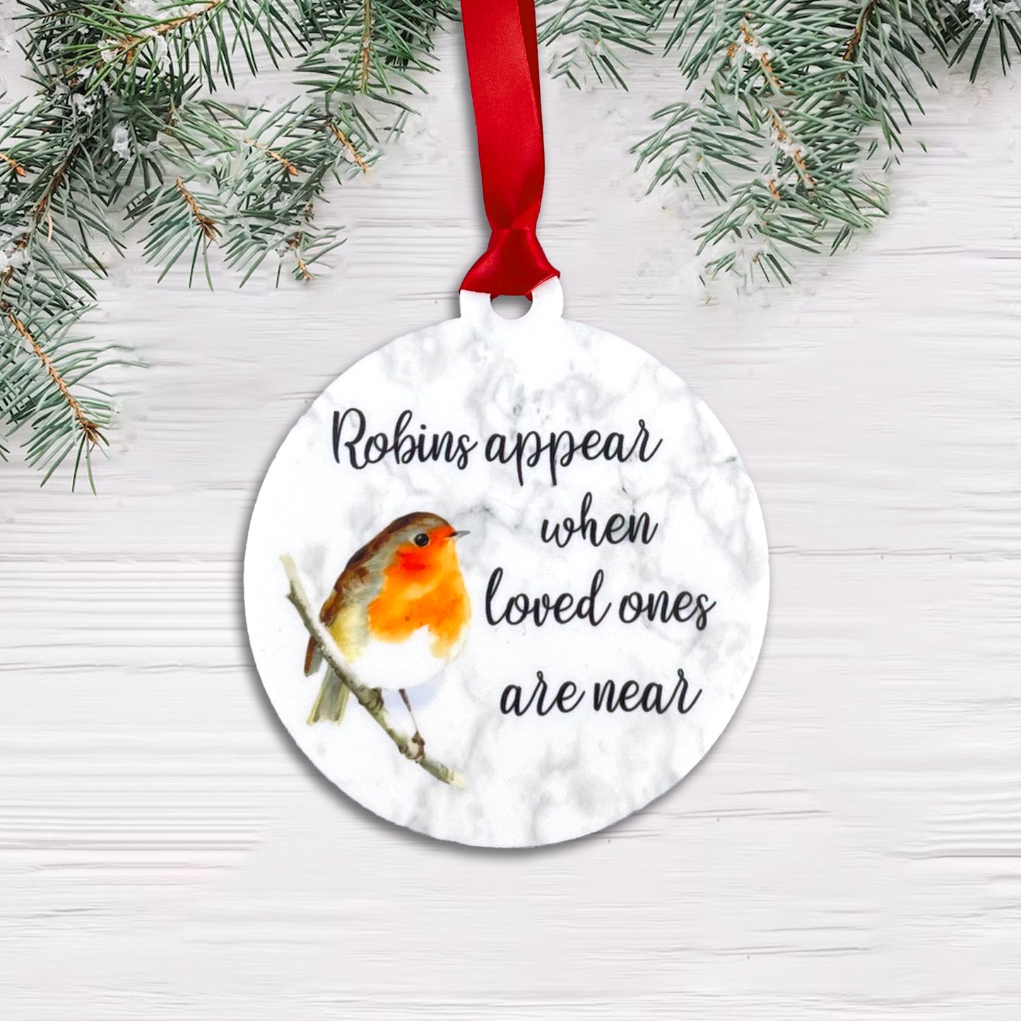 Robin's Appear When Loved One's are Near - Ceramic Christmas Bauble 