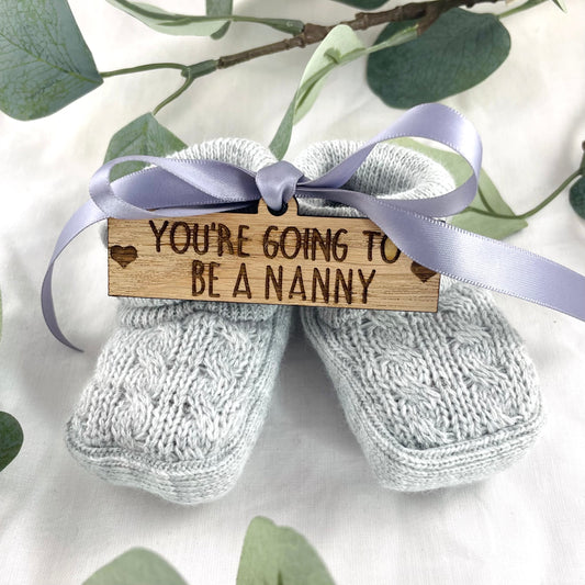 Guess What' Booties - Grey & Gift Boxed - "You're Going to Be..." - A Nanny