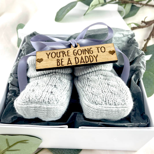 Guess What' Booties - Grey & Gift Boxed - "You're Going to Be..." - Amazon Customisation