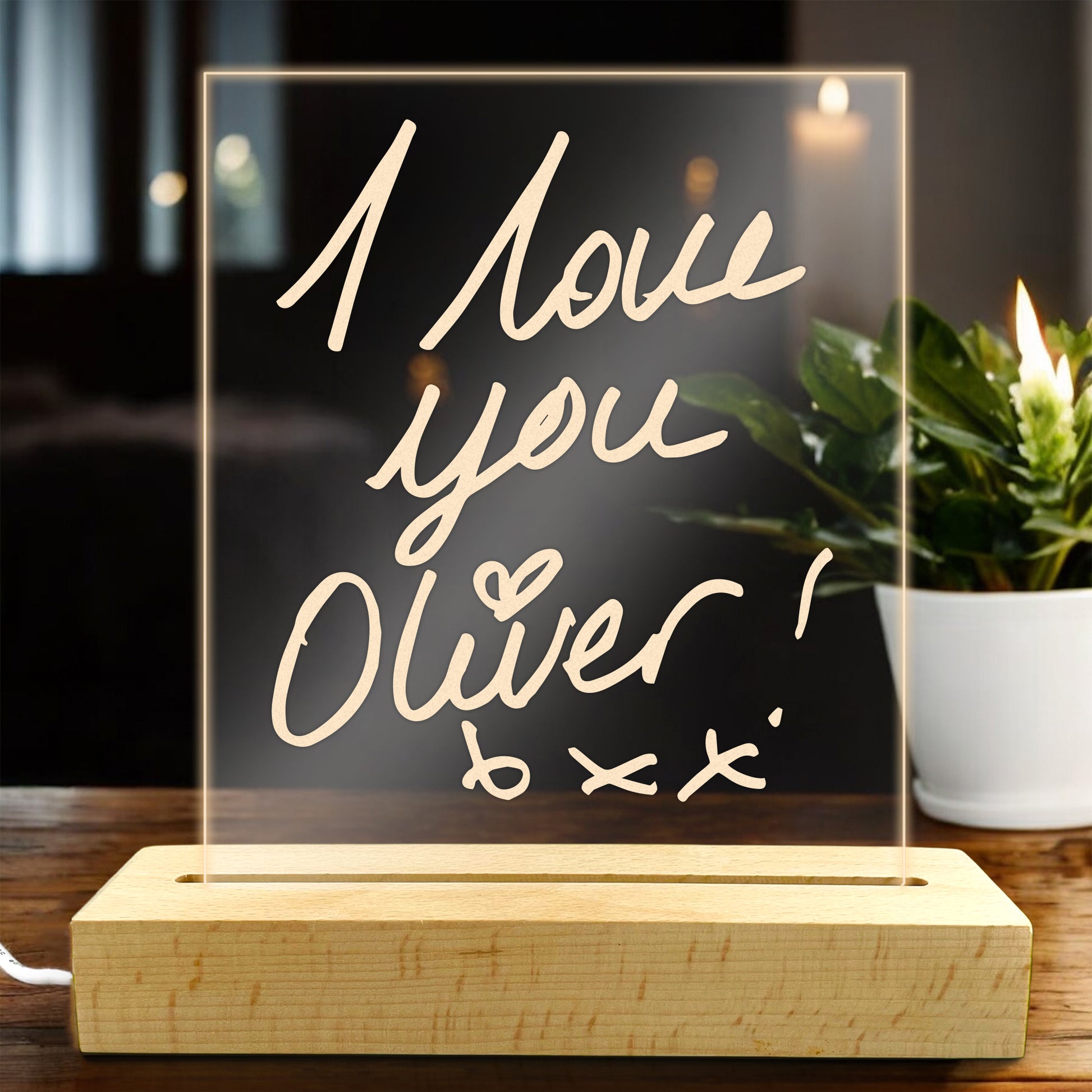 Personalised Acrylic Light Text or Drawing - Warm White