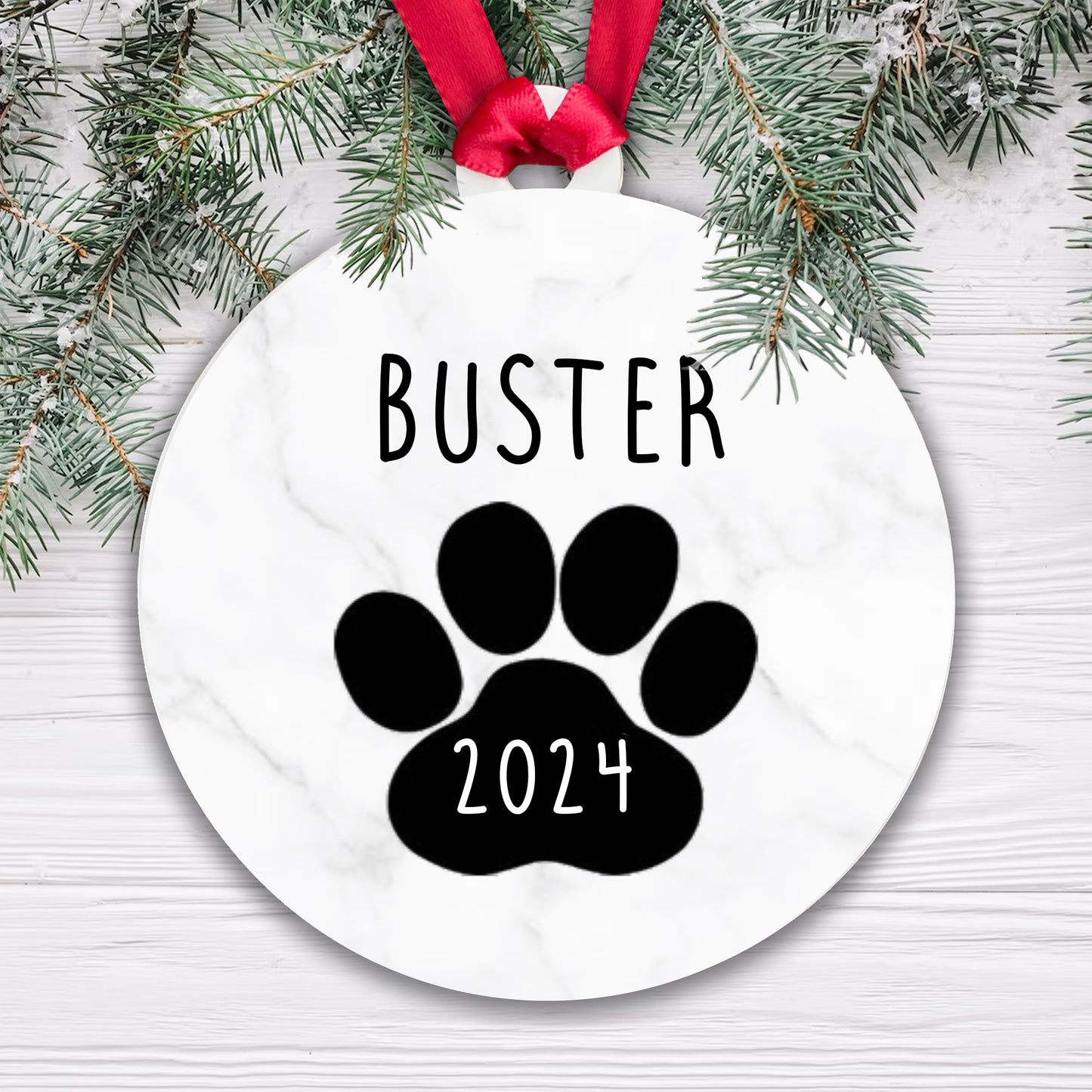 Personalised Acrylic Bauble - Dog [Name & Year]