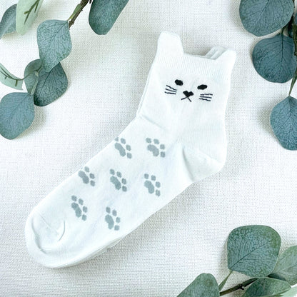 Cute Cat Ear Ankle Socks - White