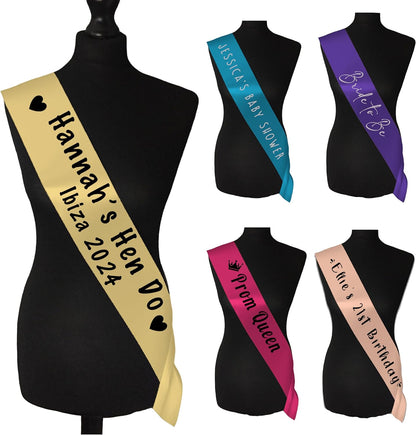 Personalised Sash for Birthdays, Hen Party, Baby Showers or any Occasion! 