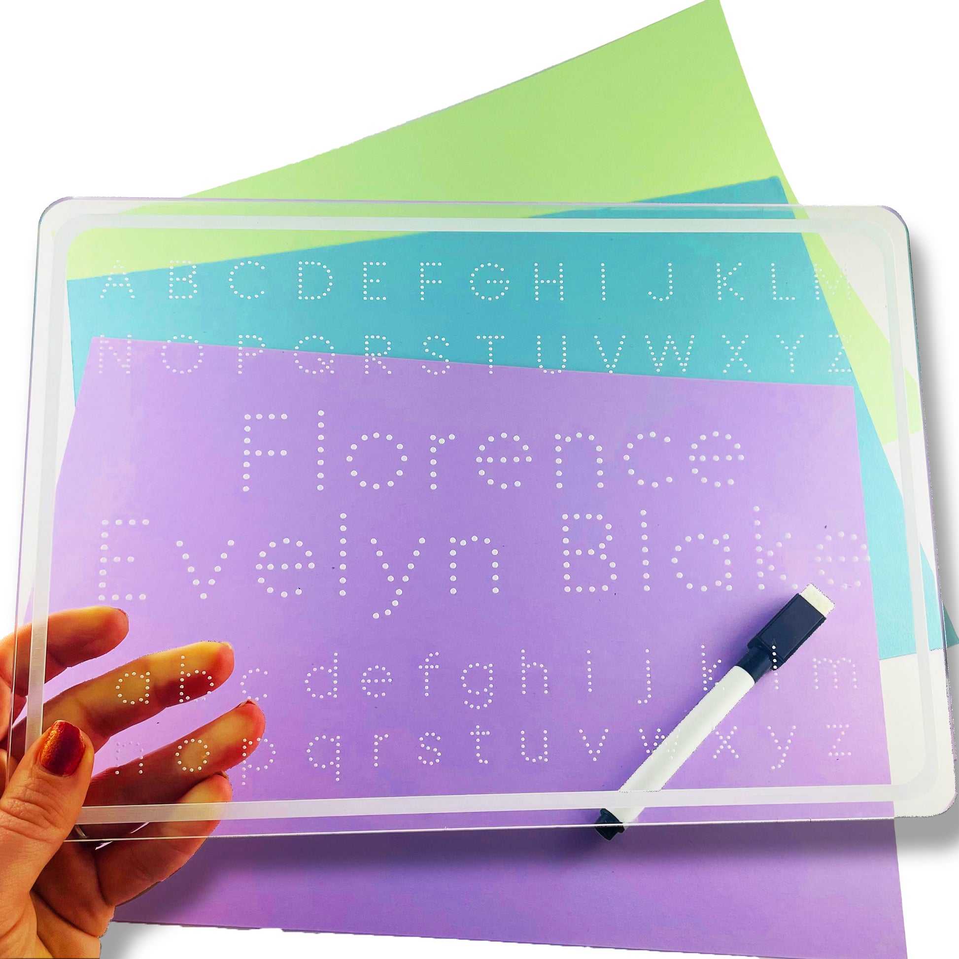 Personalised Alphabet Name Writing Practice Board, Dry-Wipe Letter Tracing, Educational Learning Tool, ABC Handwriting