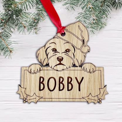 Personalised Bichon Frisé Dog Bauble - Peeking Design