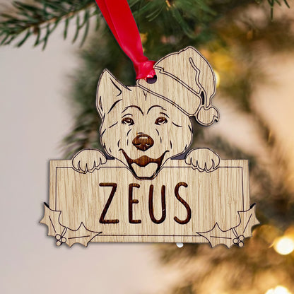 Personalised Akita Dog Bauble - Peeking Design