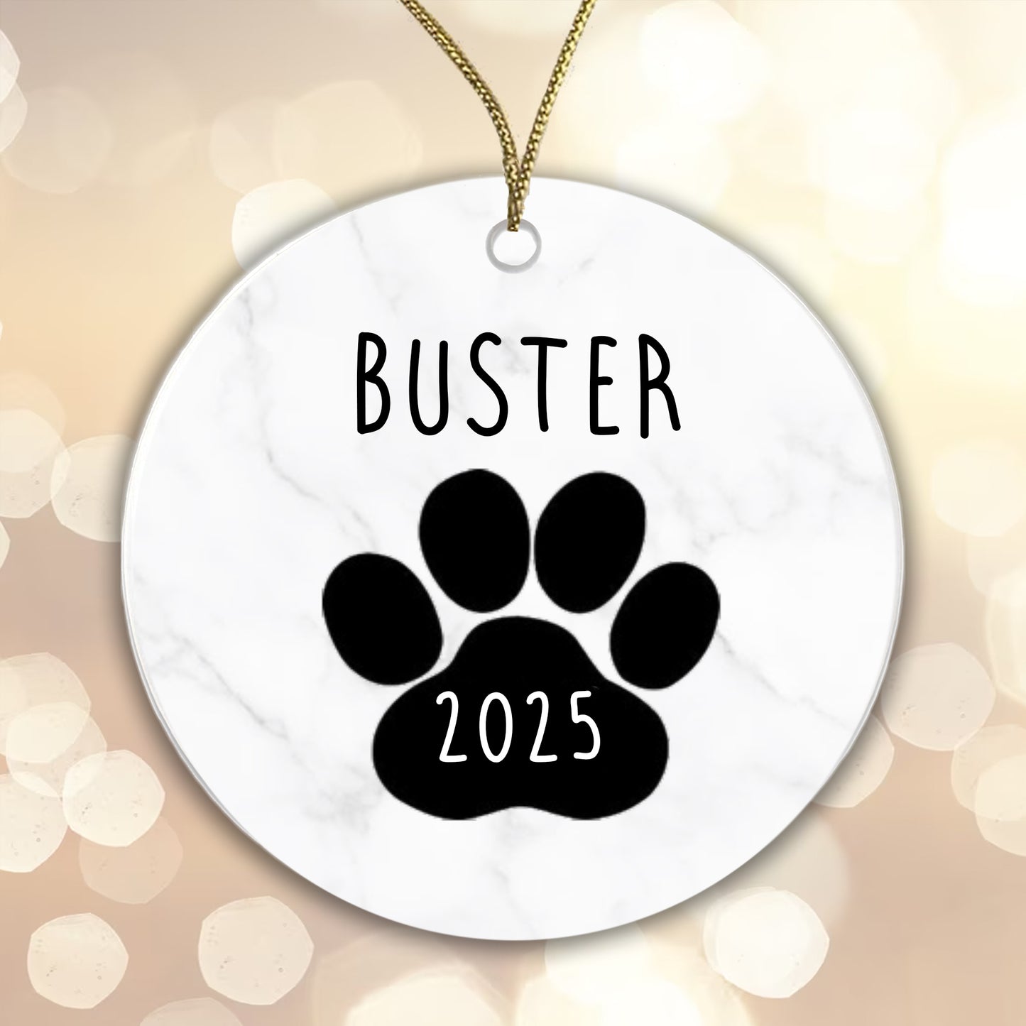 Personalised Ceramic Dog Bauble - Add your name and year! 