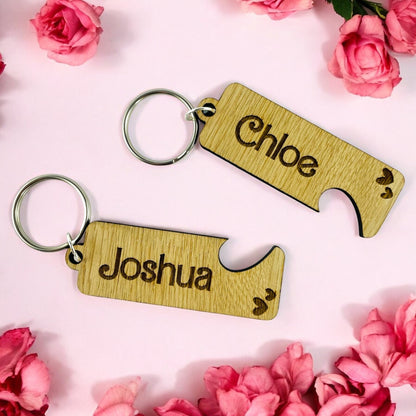 Personalised Name Keyring Heart - Set of 2