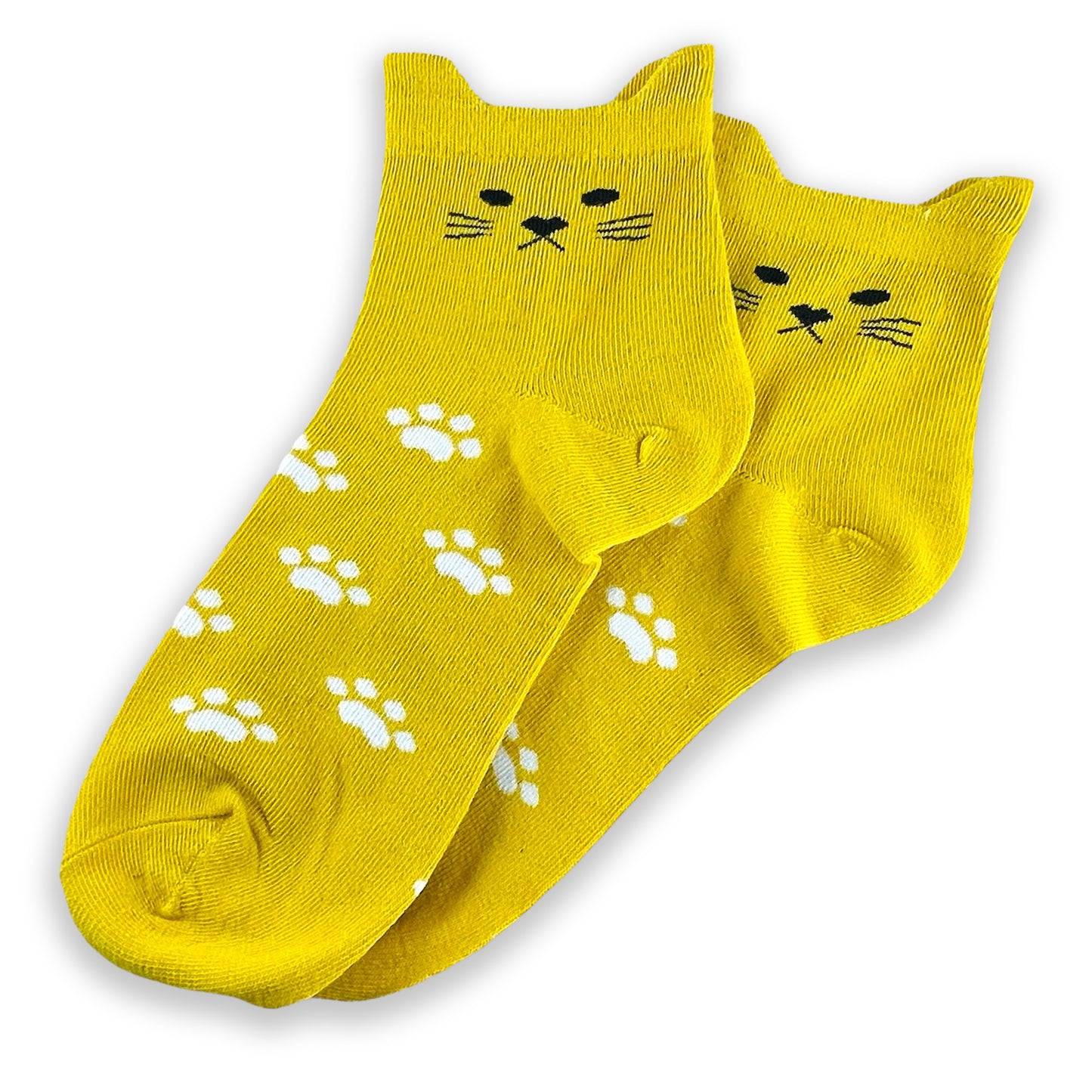 Cute Cat Ear Ankle Socks - Yellow