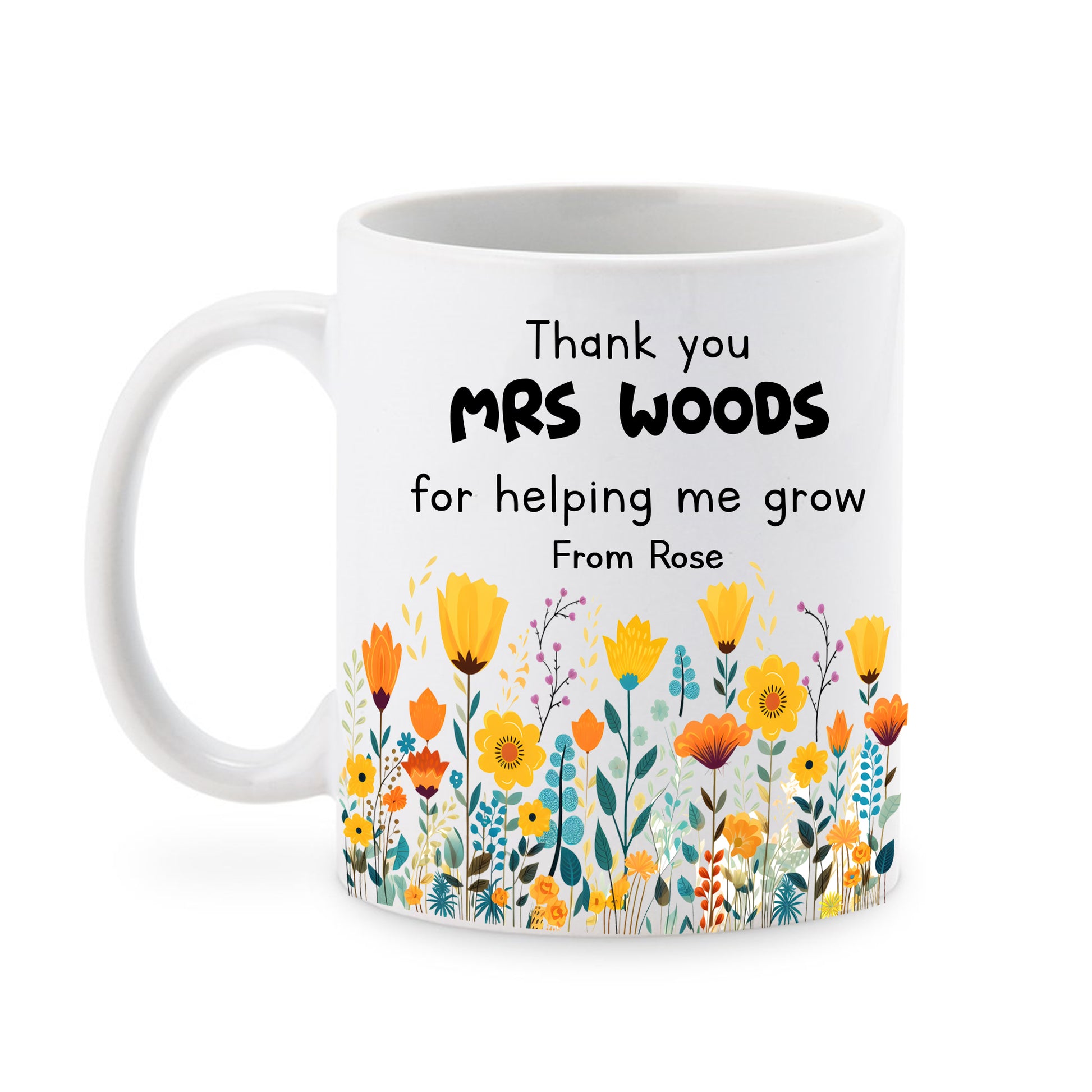 Personalised Teacher Thank You For Helping Me Grow Mug