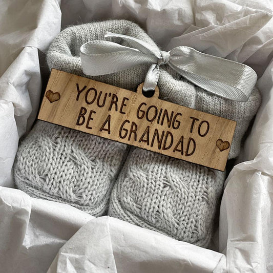 Guess What' Booties - Grey & Gift Boxed - "You're Going to Be..." - Personalised