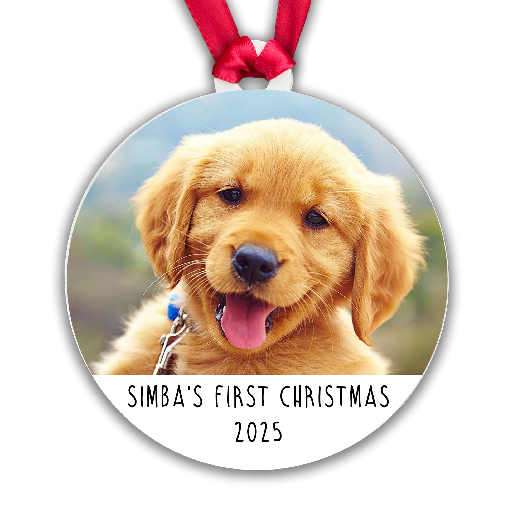 Personalised Dog's First Christmas Bauble - Acrylic Photo