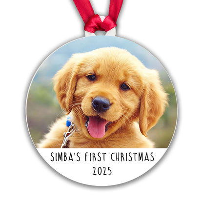 Personalised Dog's First Christmas Bauble - Acrylic Photo