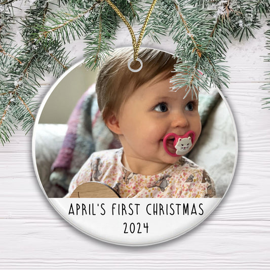 Personalised Baby's First Christmas Bauble - Ceramic Photo