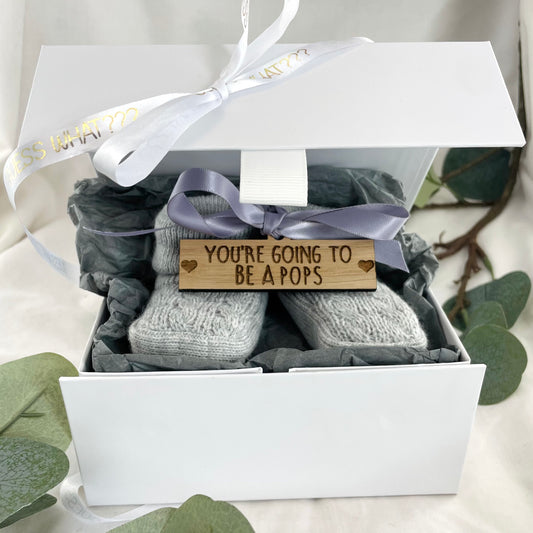 Guess What' Booties - Grey & Gift Boxed - "You're Going to Be..." - A Pops